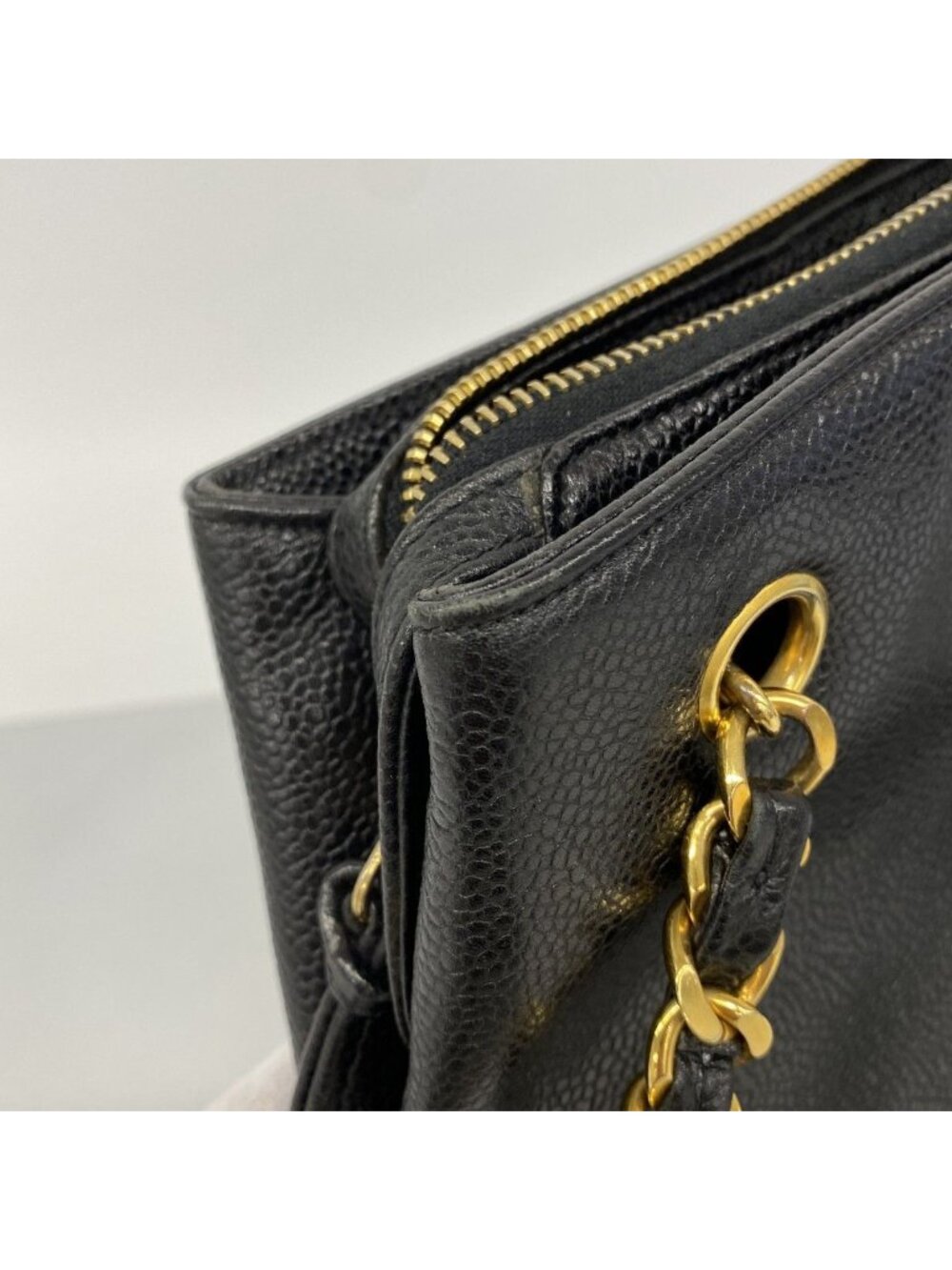 Chanel Chain Tote Caviar Leather Black Gold - Picture 7 of 10